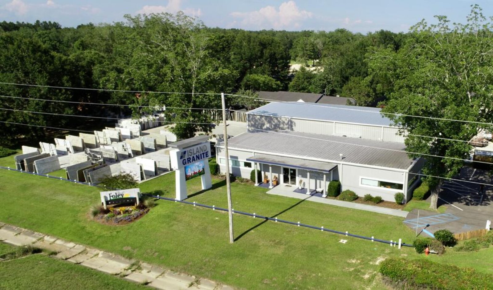 Aerial view of the Island Granite facility in Foley, Alabama