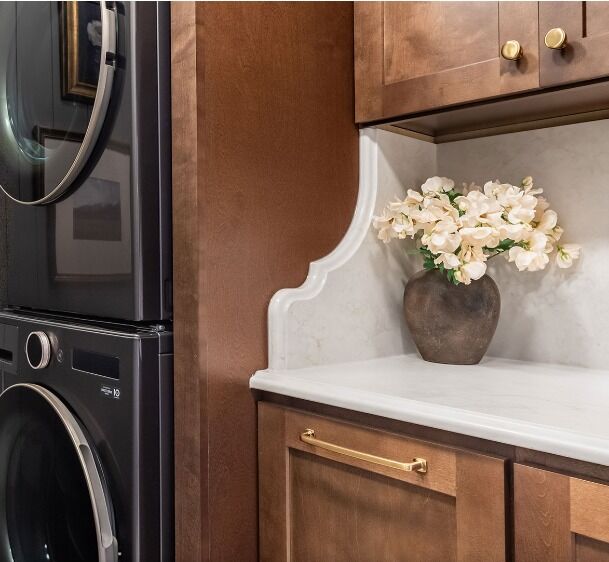 Custom stone backsplash and niche