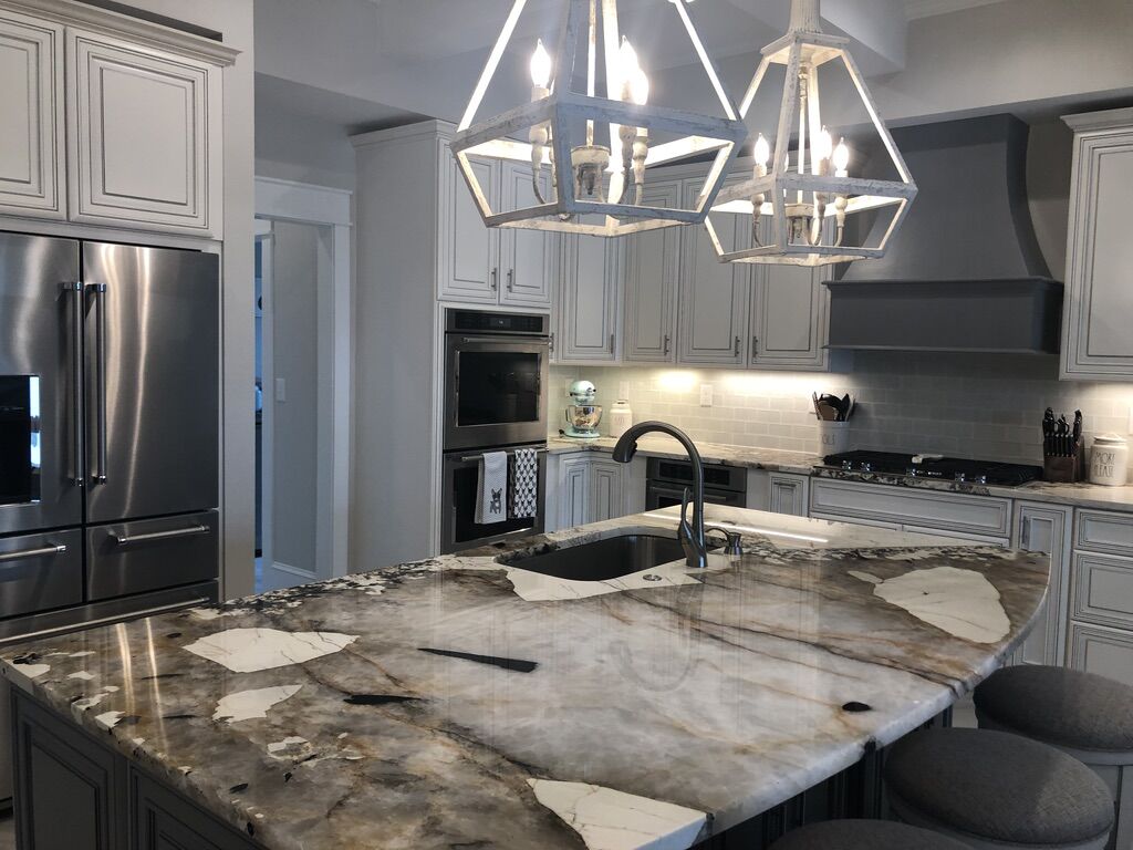 Patagonia island in a gray kitchen